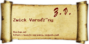 Zwick Varsány névjegykártya